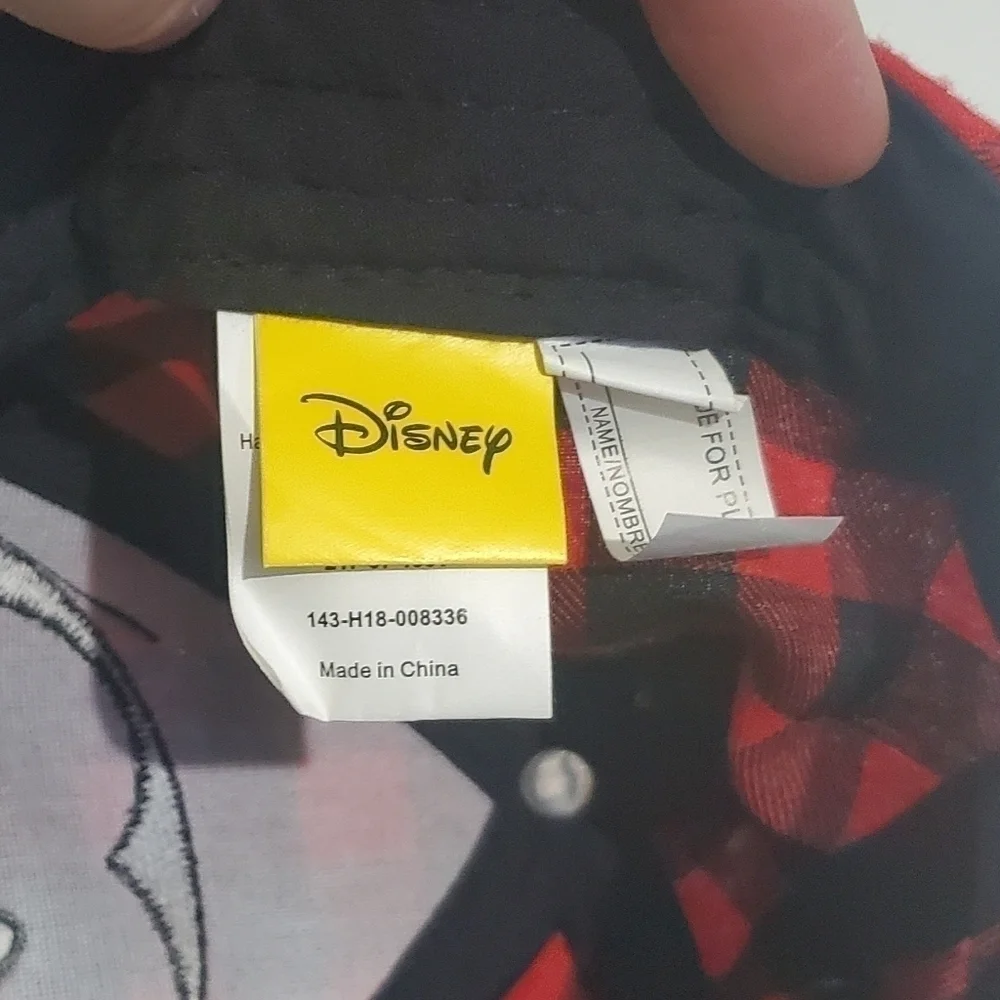 DISNEY Mickey Mouse Red Black Buffalo Check Plaid Baseball Hat Cap Toddler Size